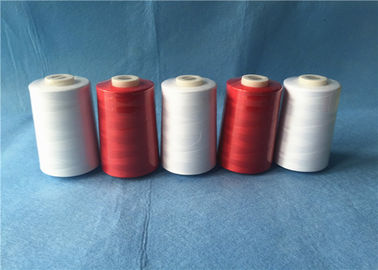 चीन पहनें प्रतिरोधी पॉलिएस्टर कोर स्पन यार्न 402 Dyeable पैटर्न के साथ गणना, लाल रंग आपूर्तिकर्ता